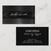 Zwart geborsteld metaal Folie Glittery Brush Strok Visitekaartje (Voorkant / Achterkant)