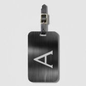 Zwart geborsteld Metaal Monogram Naam en Initiaal Bagagelabel (Voorkant (verticaal))