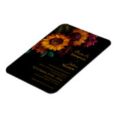 Zwart gebrande Sinaasappel Bloemen bruiloft uitnod Magneet (Linkerzijde)