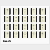 Zwart Gebroken Wit Fleur de Lis Trouwstickers Vierkante Sticker (Vel)
