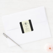 Zwart Gebroken Wit Fleur de Lis Trouwstickers Vierkante Sticker (Envelop)