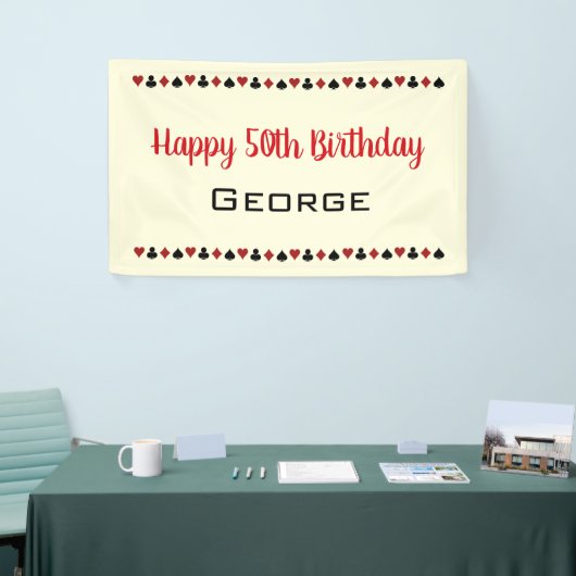 Zwart Gebroken Wit Rood Spelen Kaart Kostuums Verj Spandoek (Beurs)