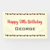 Zwart Gebroken Wit Rood Spelen Kaart Kostuums Verj Spandoek (Horizontaal)