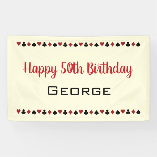 Zwart Gebroken Wit Rood Spelen Kaart Kostuums Verj Spandoek (Horizontaal)