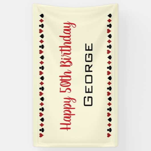 Zwart Gebroken Wit Rood Spelen Kaart Kostuums Verj Spandoek (Verticaal)