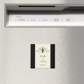 Zwart Gebroken Witte Fleur de Lis Trouwmagneet Magneet (Insitu (Vaatwasser))