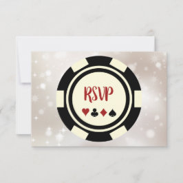Zwart Gebroken Witte Poker Chip Casino Thema Bruil RSVP Kaartje