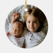 Zwart gecheckte gepersonaliseerde monogram foto keramisch ornament (Achterkant)