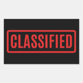 Zwart Geclassificeerd Rechthoekige Sticker (Voorkant)