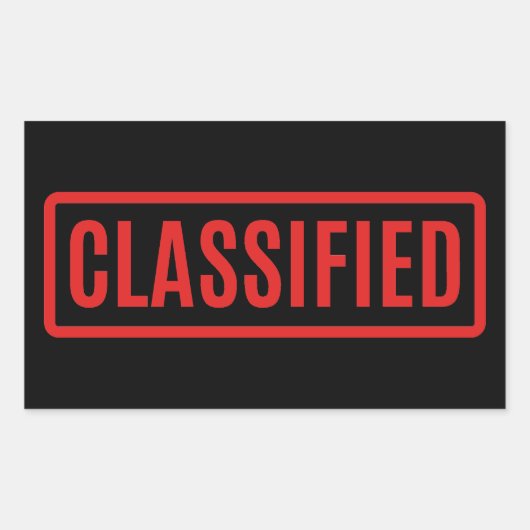 Zwart Geclassificeerd Rechthoekige Sticker (Voorkant)