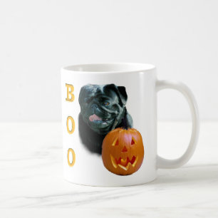 Zwart gecoate pug boo koffiemok