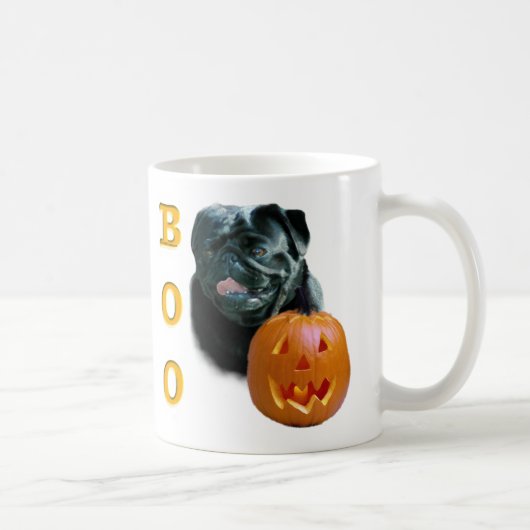 Zwart gecoate pug boo koffiemok (Rechts)