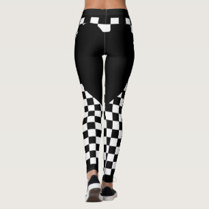 Zwart gecontroleerd hart leggings