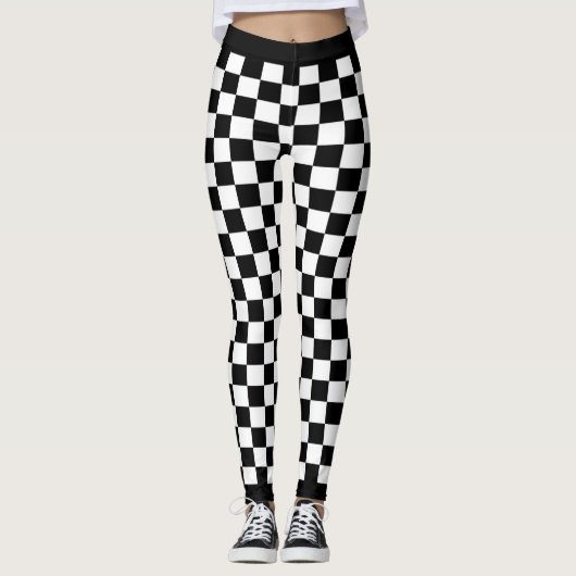 Zwart gecontroleerd hart leggings (Voorkant)