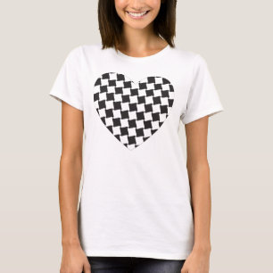 Zwart gecontroleerd hart t-shirt