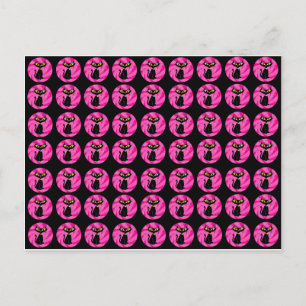 zwart gedoe op roze patroon briefkaart