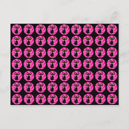 zwart gedoe op roze patroon briefkaart (Voorkant)