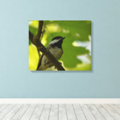 ZWART-GEDOOPT CHICKADEE CANVAS PRINT (Insitu (Houten vloer))