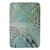 Zwart gedopte bladeren op Blauwgroen en gouden bat Badmat (Voorkant Verticaal)