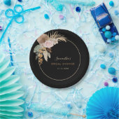 Zwart gedroogd handpalm Leaf Pampas Grass Vrijgeze Papieren Bordje (Feest)