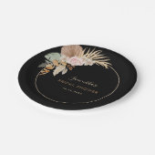 Zwart gedroogd handpalm Leaf Pampas Grass Vrijgeze Papieren Bordje (Gekanteld)