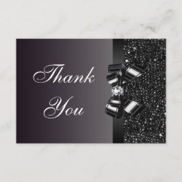 Zwart gedrukte Sequins Bow & Diamond Hartelijk dan Bedankkaart