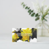 Zwart geel Abstract expressief verf Visitekaartje (Staand voorkant)