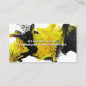 Zwart geel Abstract expressief verf Visitekaartje (Achterkant)