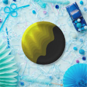 Zwart-geel abstract patroonschilderij papieren bordje (Feest)