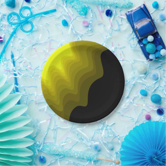 Zwart-geel abstract patroonschilderij papieren bordje (Feest)