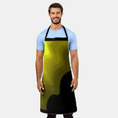 Zwart-geel abstract patroonschilderij schort (Gedragen)
