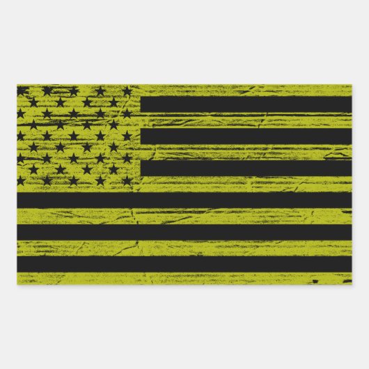 Zwart & Geel Amerikaanse Vlag Grunge Stickers (Voorkant)