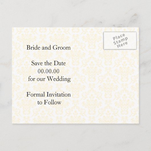 Zwart geel aqua damast bruiloft Save the Date Aankondigingskaart (Achterkant)