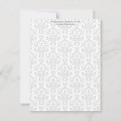 Zwart geel aqua damast huwelijksaangepaste plaatsk kaart (Achterkant)