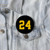 Zwart-geel atleet Jersey Nummer Ronde Button 7,6 Cm (In situ)