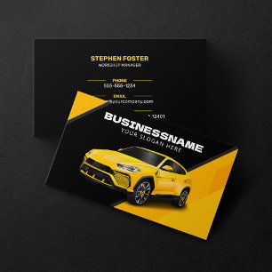 Zwart & Geel Automotive Autodecoratie Auto-onderde Visitekaartje