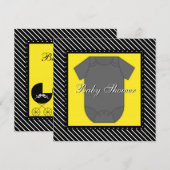 Zwart Geel Baby Douche Uitnodigingen (Voorkant / Achterkant)