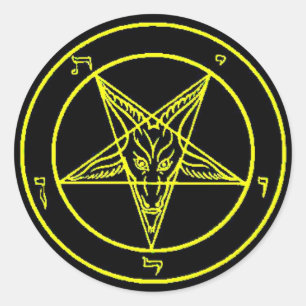 Zwart/geel Baphomet Stickers