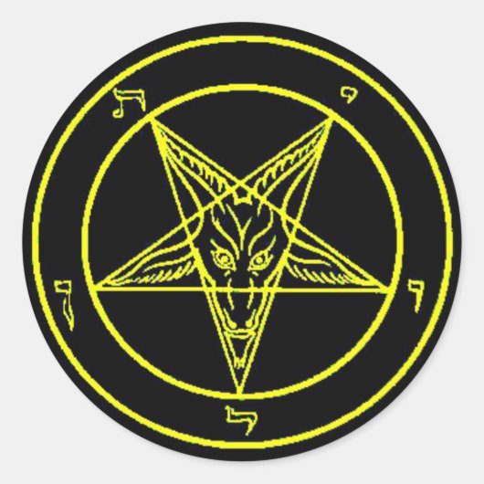 Zwart/geel Baphomet Stickers (Voorkant)
