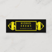 Zwart GEEL Barber Pole | kapper | Haarstylist Mini Visitekaartje (Voorkant)