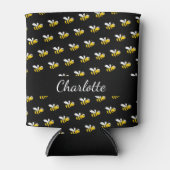 Zwart geel bijennaamschrift blikjeskoeler (Voorkant)