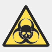 Zwart-geel Biogevaarsymbool en schedel Sticker (Voorkant)