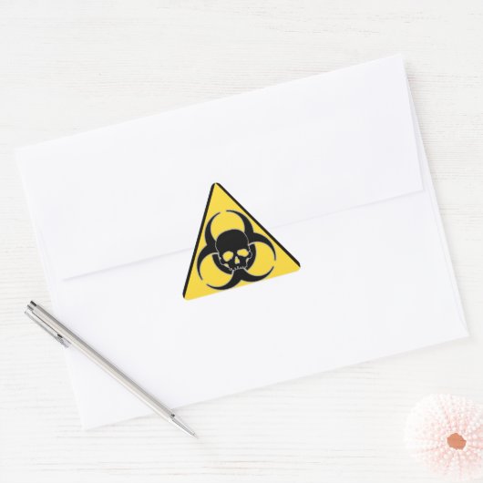 Zwart-geel Biogevaarsymbool en schedel Sticker (Envelop)