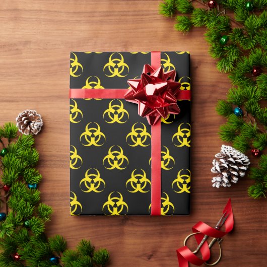 Zwart & Geel Biohazard Symbool Inpakpapier (Feestdagen Geschenken)