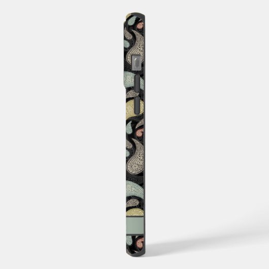  Zwart Geel Blauw Roze Paisley iPhone Hoesje (Linkerkant)