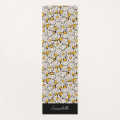 Zwart Geel Bloemen Matisse Block Print Yogamat (Voorkant)