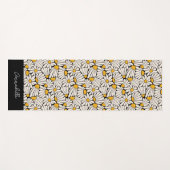 Zwart Geel Bloemen Matisse Block Print Yogamat (Voorkant (horizontaal))