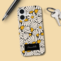 Zwart geel bloemmotief matisse blockprint