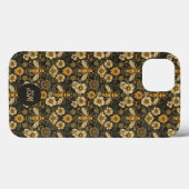 Zwart Geel Bloempatroon Bijen Initialen Case-Mate iPhone Case (Achterkant (horizontaal))