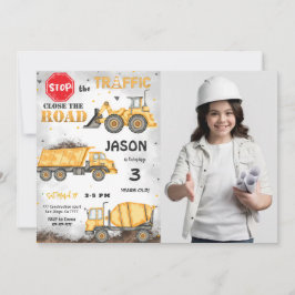 Zwart & Geel Bouw Foto uitnodiging